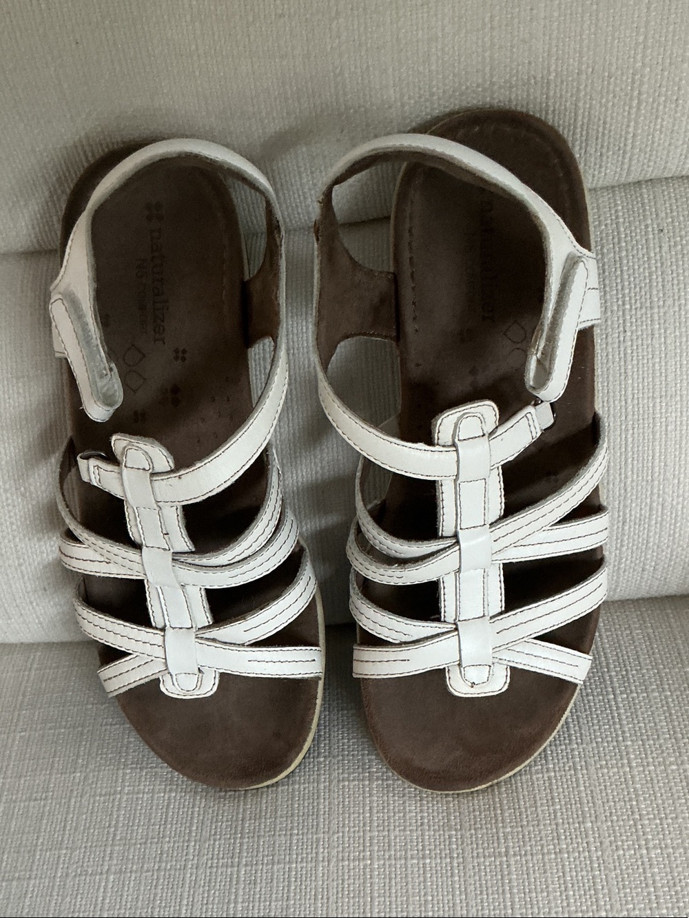 Naturalizer White Strappy Leather Women's Sandals